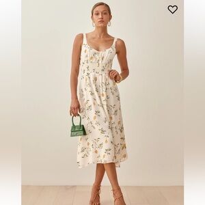 REFORMATION MIDI DRESS | SIZE 4 | White with Pattern